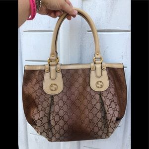 GUCCI PINK SCARLETT LUREX CANVAS TOTE BAG